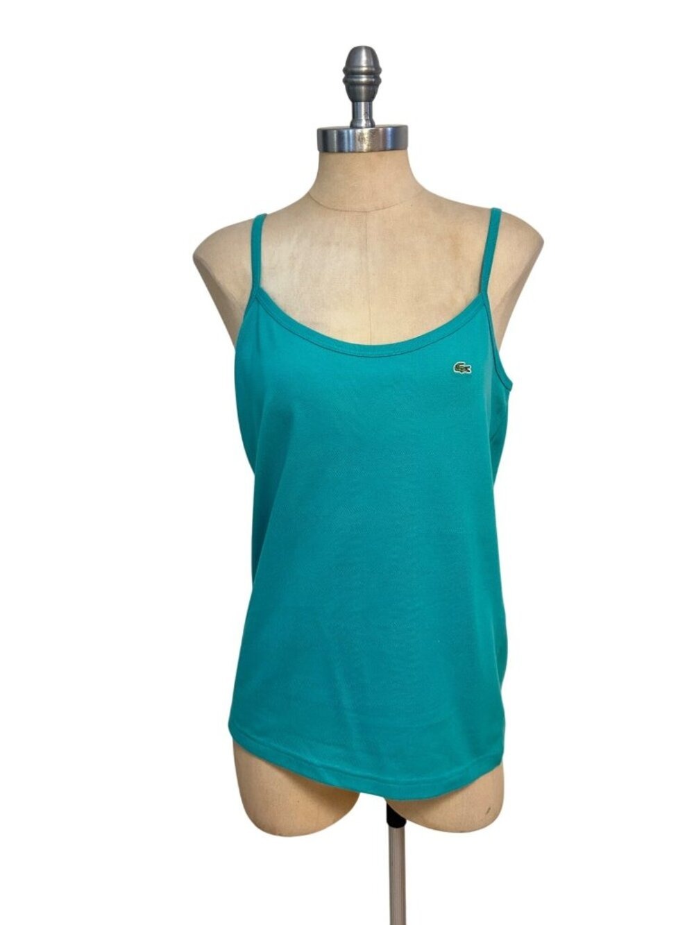Lacoste Womens Turquoise Pique Stretch Tank Top Size 44 US 10 12